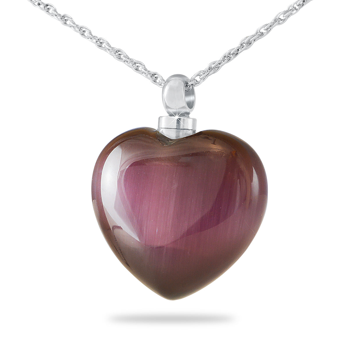 Purple Glass Heart Necklace Keepsake