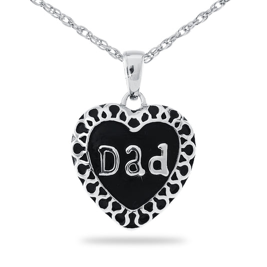 Silver Dad Heart Necklace Keepsake