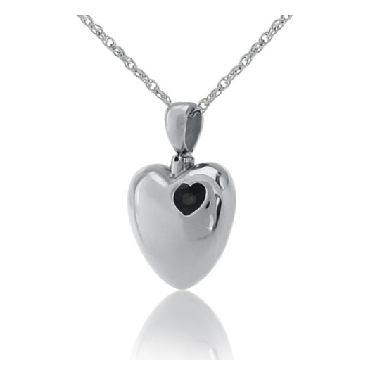 Love Heart Black Stone Stainless Keepsake