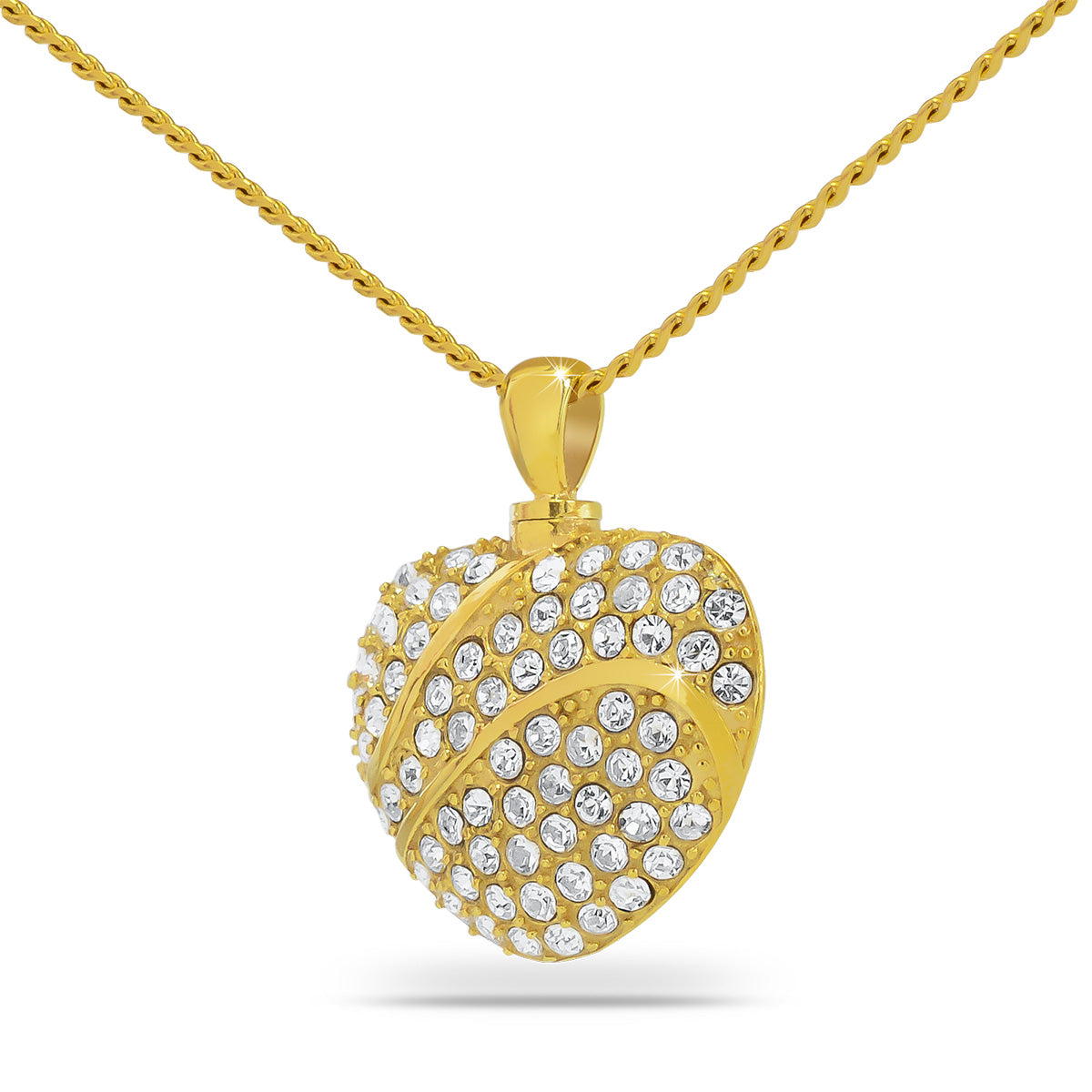 White Stone Heart Gold Steel Keepsake