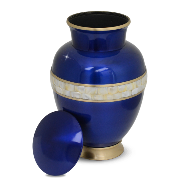 Blue Mother of Pearl Urn