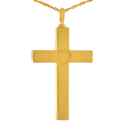 Solid Heart In a Cross Gold Keepsake
