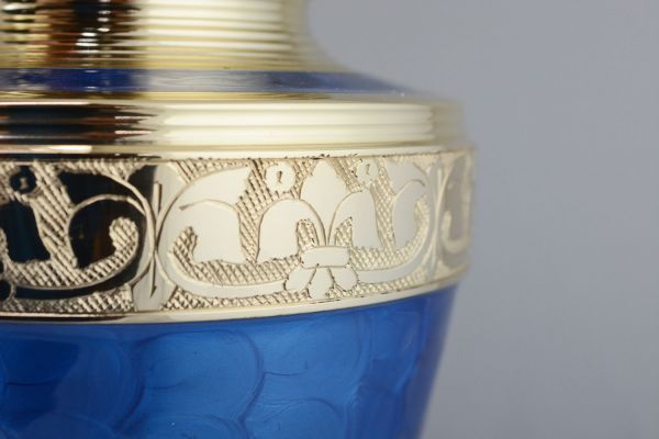 Blue Floral Brass Urn